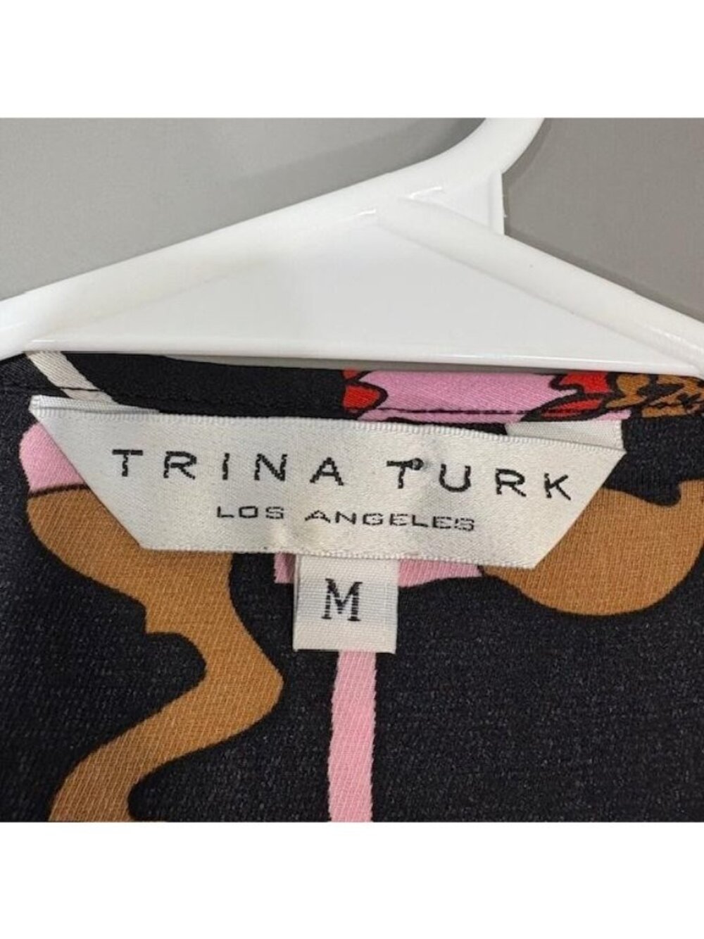 Trina Turk Blouse Womens Medium Multicolor Floral Silk V Neck Long Sleeve Top - Picture 4 of 11
